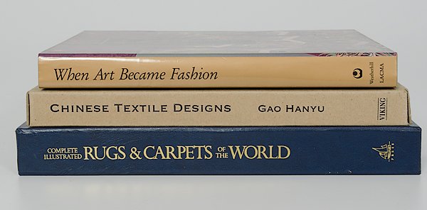 [TEXTILES] Books on Textiles : Asian, a collection of three books on textiles including: Ian Bennett, Rugs and Carpets of the World, 1988. Dale Gluckman, et al, When Art Became Fashion: Kosode in Edo-Period Japan, 1992. Gao Hanyu, 