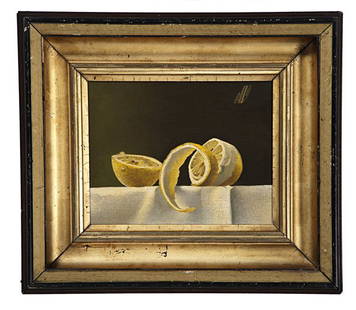 Anton Van Dalen (Dutch, n.d.), Lemons: Anton Van Dalen (Dutch, n.d.), Lemons Oil on board, a finely executed still life of lemons, housed in lemon gilt frame and inscribed Anton Van Dalen on verso. Also initialed u.r.; 7.5 x 9.25 in.