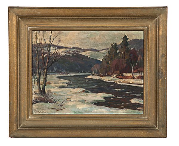 Aldro Thompson Hibbard (American, 1886-1972), Wes: Aldro Thompson Hibbard (American, 1886-1972), West River, VT Oil on board, a Vermont scene in winter, signed l.l.; 9.25 x 12 in. Provenance: Property of Cincinnati Museum Center from the Lewis Cotlow 