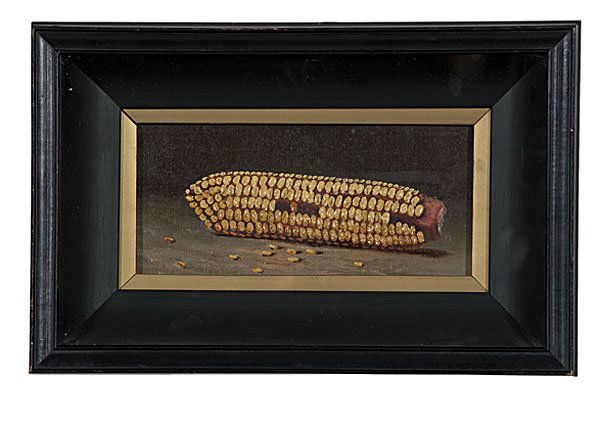 Alfred Montgomery (American, 1857-1922), Still Lif: Alfred Montgomery (American, 1857-1922), Still Life of Corn Oil on canvas, unsigned and housed in shadow box frame; 3.25 x 7.25 in. Provenance: Property of a Washington, D.C. Collector.