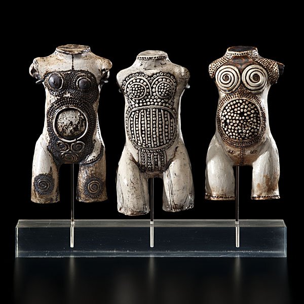 Michele Oka Doner (1945, USA) : Michele Oka Doner (1945, USA) Three Torsos ca 1968 Porcelain, Acrylic and Steel Base; largest ht. 11, wd. 4.5, dp. 3 in.