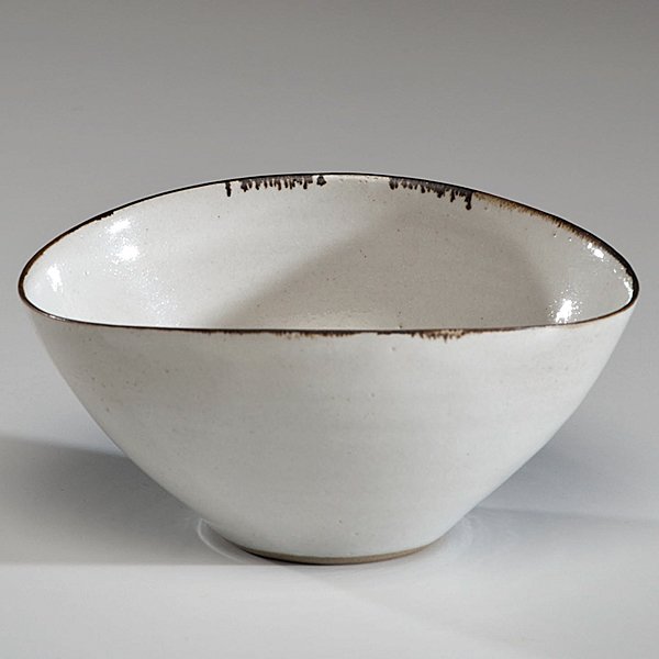 Lucie Rie (1902-1995; Austria) : Lucie Rie (1902-1995; Austria) White Bowl with Copper Rim ca 1970 Stoneware; ht. 2.75, wd. 5.75, dp. 4.75 in. Provenance:International Design Center; Minneapolis; English Craft Arts 1972