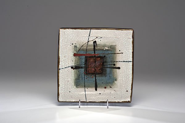 Albert Green (1914-1994; USA) : Albert Green (1914-1994; USA) Square Charger ca 1986-94 Stoneware; dia. 18.25 in. Provenance:Dorothy Miner Collection