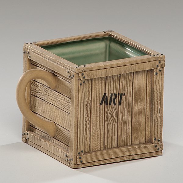 Richard Notkin (1948; USA) : Richard Notkin (1948; USA) Art Crate Cup 1982 Porcelain; 2.75 in. square