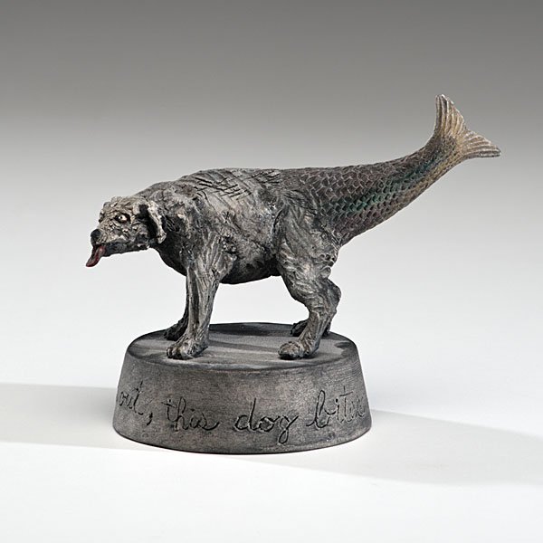 Jack Earl (1934; USA) : Jack Earl (1934; USA) This Dog Bites 1987 Whiteware; ht. 4.75, lg. 5.5 in.