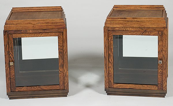 Oak Display Cabinets : Oak Display Cabinets Table top oak and glass display cabinets with tiered cornice and base; ht. 26 in.