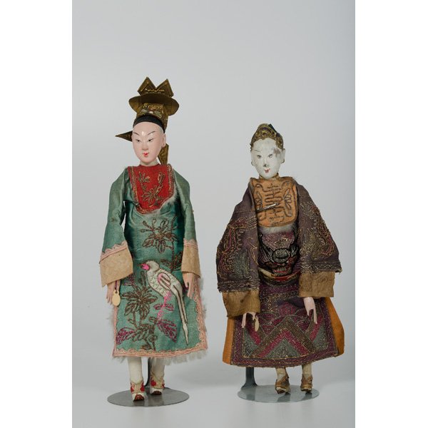 Chinese Actor Dolls : Chinese Actor Dolls China, a group of Chinese actor dolls, with composition heads, wood legs and embroidered costumes; Tallest 12 in.