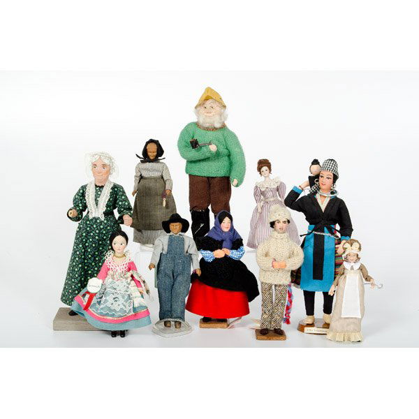 International Dolls : International Dolls Continental, 20th century, an assembled group of ten international dolls, some carved wood, others all bisque, all from various countries; tallest 8 in.