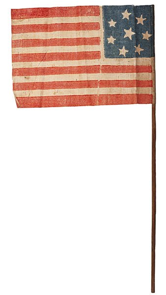 Rare 8-Star Secession Parade Flag : Rare 8-Star Secession Parade Flag Glazed cotton, printed parade flag with 8 stars in a medallion configuration, with one slightly larger star at center surrounded by a ring of seven stars, 3.125 x 