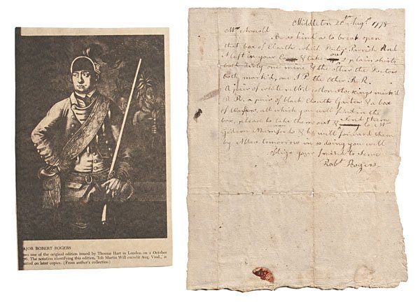 Robert Rogers, Colonial Frontiersman, ANS, 1778 : Robert Rogers, Colonial Frontiersman, ANS, 1778 Robert Rogers (1731-1795). Colonial frontiersman and soldier who fought for the British in the French & Indian Wars and the American Revolution; found