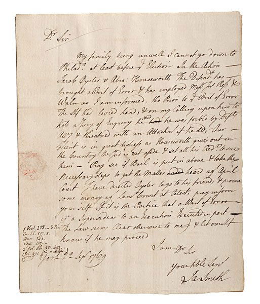 James Smith, Signer of Declaration of Independence: James Smith, Signer of Declaration of Independence, ALS, 1769 James Smith (1719-1806). Delegate to the Continental Congress from Pennsylvania (1776-1778) and signer of the Declaration of independenc