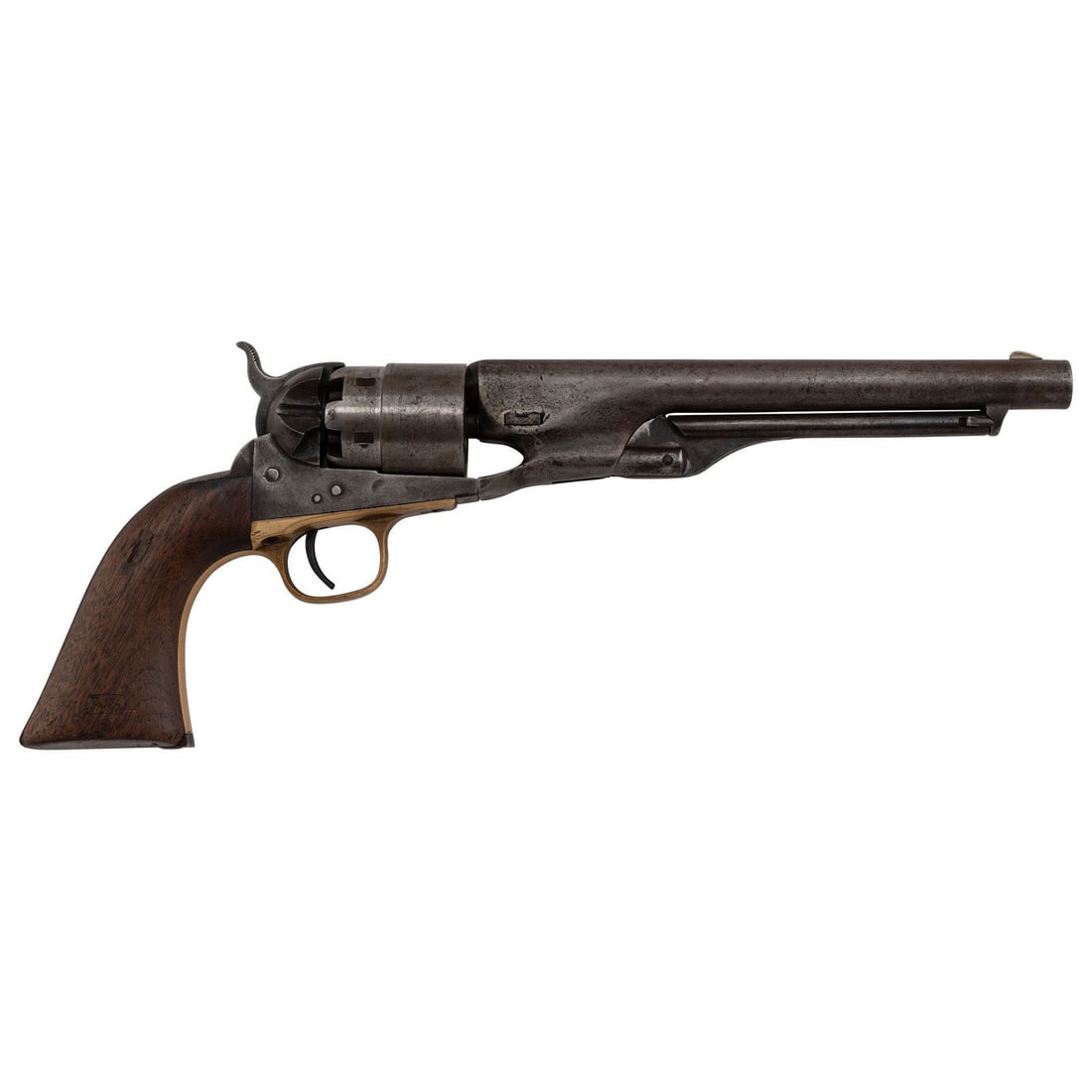 Martial Colt Model 1860 Army Revolver with Factory Letter: Martial Colt Model 1860 Army Revolver with Factory Letter American Civil War .44 caliber. 8" round barrel. SN: 71988 (mfg. ca1862). Blued and color casehardened finish, brass triggerguard, one-piece o