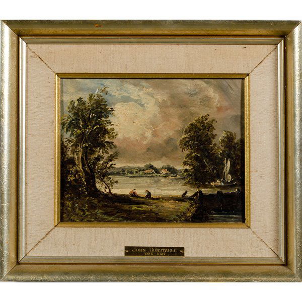 19th Century Oil After John Constable : 19th Century Oil After John Constable oil on canvas, after the British master's work; 7.25 x 9.5 in. Includes a book on John Constable.
