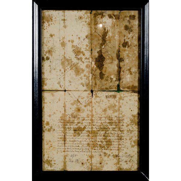Hand Drawn Land Survey : Hand Drawn Land Survey American, 1818. A hand drawn land survey by Henry Elliot/95th surveyor, dated Nov. 20th, 1818. Depicts a plot of land around the Mississippi River; 15.75 x 9.5 in.