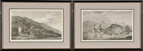 John Webber (British, 1750-1793), Benjamin T. Pounc: John Webber (British, 1750-1793), Benjamin T. Pouncy (?-1799) Engravings on laid paper, titled Inhabitants of Norton Sound, and their Habitations and The Tschuktschi and their Habitations; 8.75 in