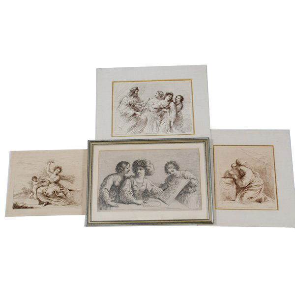 Bartolozzi Engravings After Guercino : Bartolozzi Engravings After Guercino A group of four (4) engravings by Francesco Bartolozzi (Italian, 1727-1815), nice impressions, each watermarked, 18th century and executed on laid paper; largest