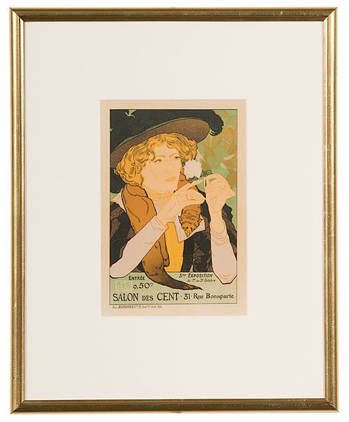 Georges de Feure (French, 1868-1943), Salon des Cen: Georges de Feure (French, 1868-1943), Salon des Cent Poster, color lithograph, titled Salon des Cent 31 Rue Bonaparte in lower margin, unsigned; 10 x 6.5 in.