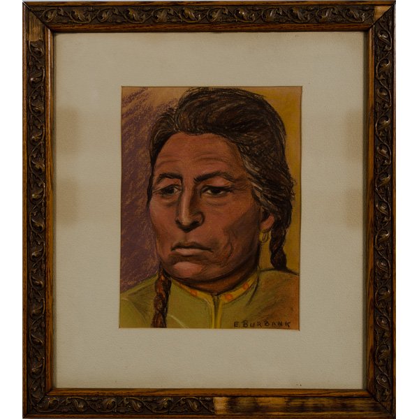 Elbridge Ayer Burbank (American, 1858-1949), India: Elbridge Ayer Burbank (American, 1858-1949), Indian Portrait Charcoal on paper, Marked E. Burbank l.r.; 11.75 x 8.25 in. This is an early work from Burbank, and probably executed from a photograph
