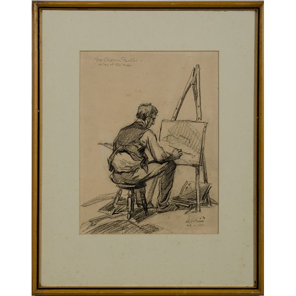 Glen Tracy (Ohio, 1883-1956), The Chicken Painter : Glen Tracy (Ohio, 1883-1956), The Chicken Painter Graphite on paper, titled u.r., signed and dated Aug 6th, 1925 l.r.; 12 x 8.5 in.