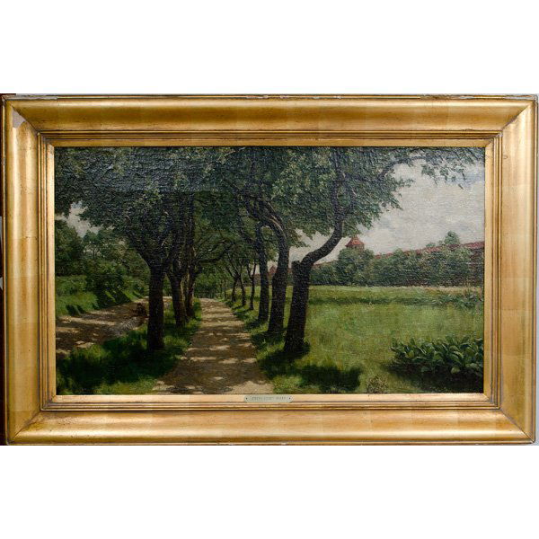 Joseph Henry Sharp (American, 1859-1953), German L: Joseph Henry Sharp (American, 1859-1953), German Landscape Oil on canvas, unsigned; 22.5 x 39 in. Most known for his Indian paintings and the founding of the Taos Society of Artists, Joseph He