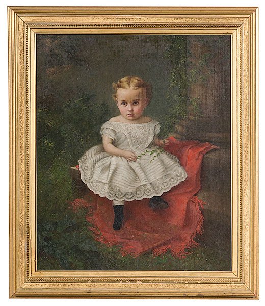 Attributed to Lilly Martin Spencer (American, 1822: Attributed to Lilly Martin Spencer (American, 1822-1902), Portrait of Sally Taft Oil on canvas, unsigned, with handwritten label on verso stating Portrait of Sally Taft of Cincinnati, Ohio painted i