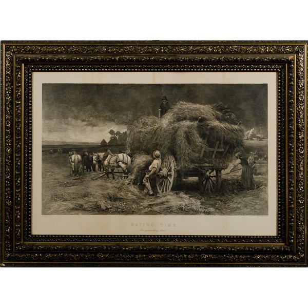 Haying Time: An Approaching Storm : Haying Time: An Approaching Storm Engraving, published by Leggo & Co., New York, titled in margin; 19 x 32.5 in.