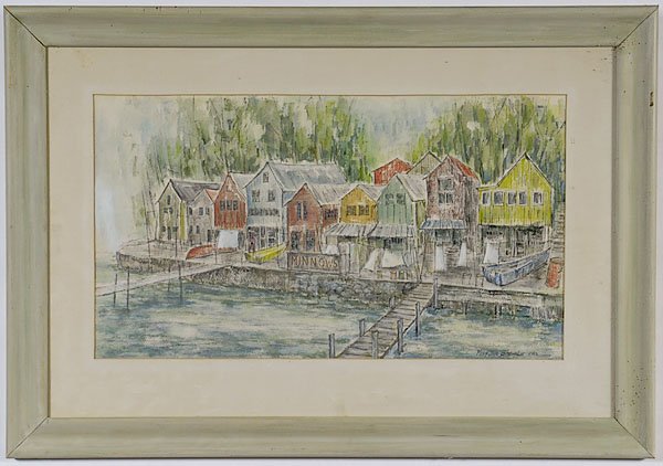 Mary Jane Brownlie (American, 20th century), Harbo: Mary Jane Brownlie (American, 20th century), Harbo Watercolor, signed and dated 1962 l.r.; 13 x 23.5 in.