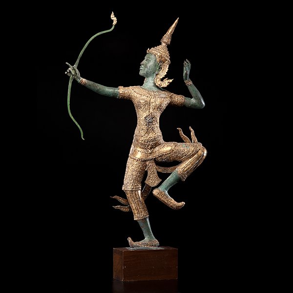 Balinese Bronze Dancer : Balinese Bronze Dancer Indian. A bronze and gilt sculpture of a standing Balinese dancer on a wooden stand, unmarked; ht. 42.5 (with base). Provenance: Ex Louis Cotlow Collection Ex Collection