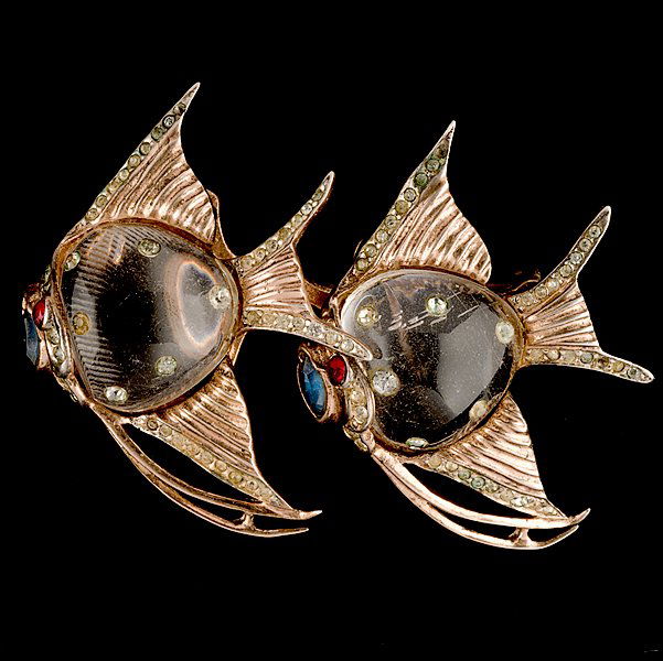 "Jelly Belly" Coro Brooch : Jelly Belly Coro Brooch A jelly belly Coro brooch of two fish; all signed pieces are stamped.