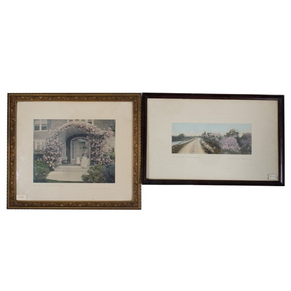 Wallace Nutting Tinted Photographs : Wallace Nutting (American, 1861-1941), a pair of tinted photographs. Each titled l.l. and signed l.r.; Largest, 9.5 x 7.25 in. sight, 15.5 x 13.75 in. in frame.