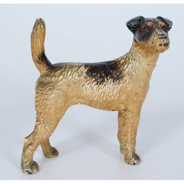Terrier Dog Cast Iron Doorstop : American, a painted cast iron Terrier dog doorstop, manufactured by Hubley, No 279; ht 8.75 in.