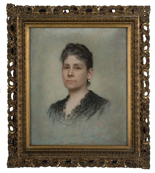 Portrait by Cincinnati Artist Joseph Henry Sharp : Joseh Henry Sharp (American, 1859-1953), pastel, portrait of a CIncinnatian- typical of Sharp's early commission work, signed l.r.; 24 x 20 in.