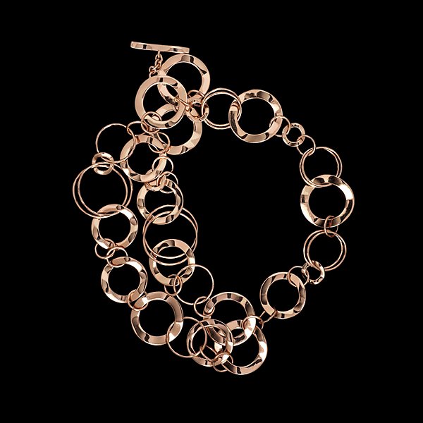 Ippolita Rosé Open Link Bracelet : Ippolita rosé irregular open link chain bracelet with toggle clasp, comprised of three chains converging at each end; lg. 7 in., wt. 24.5 dwts.