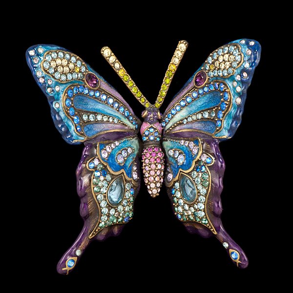 Jay Strongwater Butterfly : Jay Strongwater enameled butterfly paperweight with colored Swarovski crystals; 3.5 in.