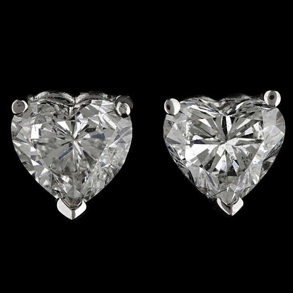 12 14k Heart Shaped Diamond Stud Earrings