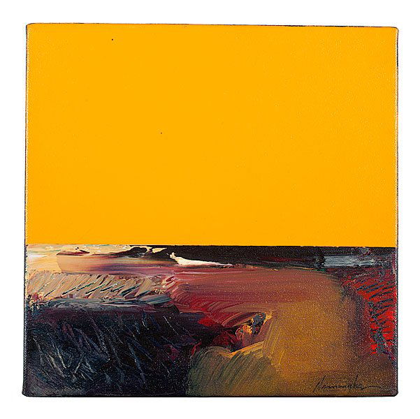 Dan Namingha Hopi Acrylic on Canvas : Hopi Horizon XIII signed lower right signed, titled, and dated on reverse 10 in. x 10 in. 2003