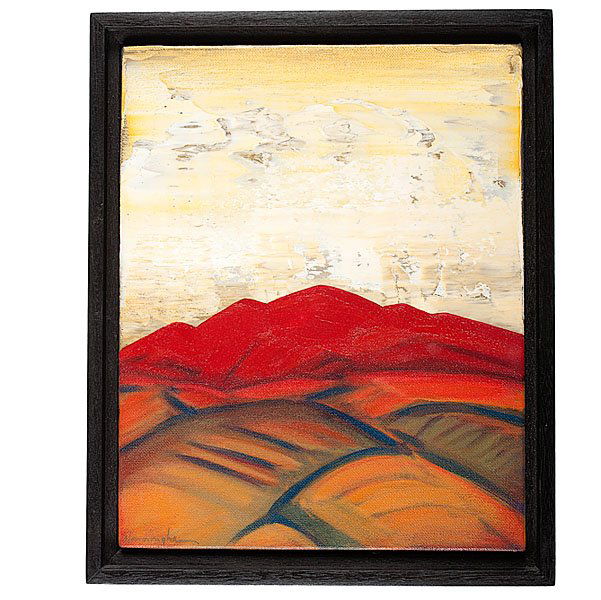 Dan Namingha Hopi Acrylic on Canvas : Sangre de Cristo #1 signed lower left signed, titled, and dated on reverse 11.25 in. x 9.25 in. 2002