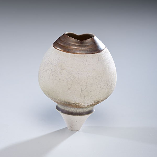 Geoffrey Swindell (1945, England) : Untitled 1980 Porcelain; ht. 4.25, dia. 3.5 in. Provenance: Daniel Jacobs and Derek Mason Collection; Acquired directly from the Artist.