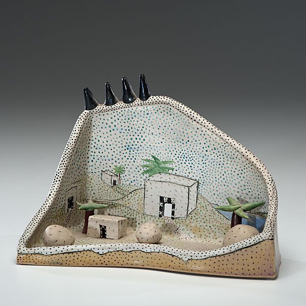 Elisa D'Arrigo (1953, USA) : Spotted Paradise 1979 Ceramic, ht. 8, wd. 12, dp. 7.5 in. Provenance: Daniel Jacobs and Derek Mason Collection; Acquired directly from the Artist.