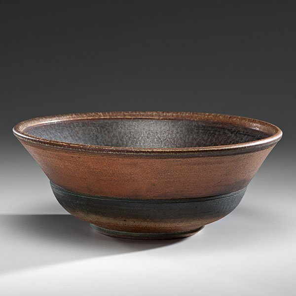 Karen Karnes (1925, USA) : Large Wood-Fired Bowl ca 1977 Stoneware; ht. 6.5, dia. 16.75 in. Provenance: Private Collection. Acquired directly from the Artist.