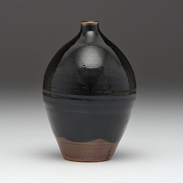 David Leach (1911-2005, Japan/England) : Tenmoku Bottle; Lowerdown Pottery ca 1970 Stoneware; ht. 8.5, dia. 5.75 in. Provenance: Private Collection.