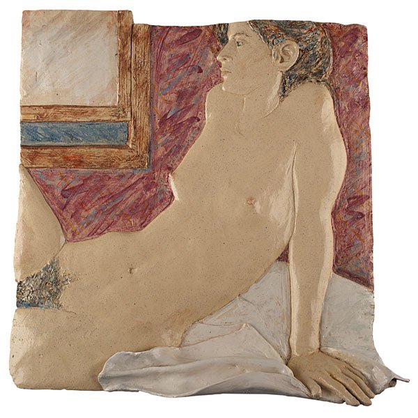 Lisa Reinerston (USA) : Nude 1983 Ceramic: ht 24, wd. 22 in. Provenance: Daniel Jacobs and Derek Mason Collection; Acquired directly from the Artist.