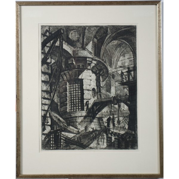 Piranesi Etching : An interior scene, Francesco Piranesi, signed in plate; 21.5 x 16 in.