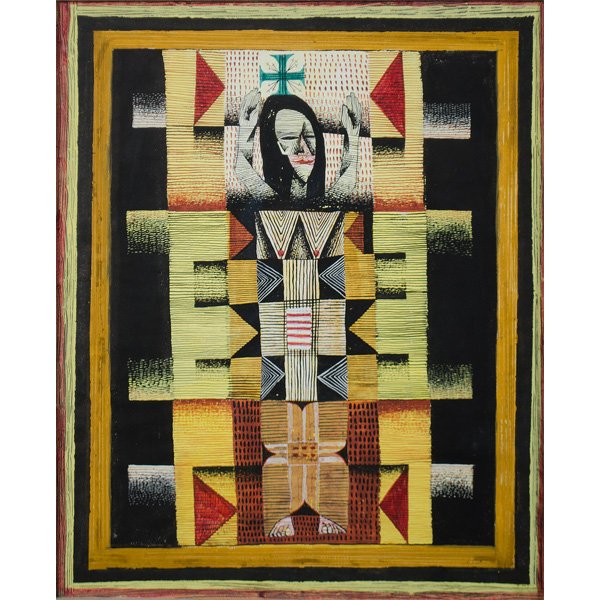 Sleeping Jungle Princess by Edward John Stevens, Jr.: Sleeping Jungle Princess by Edward John Stevens, Jr. Edward John Stevens, Jr. (American, 1923-1988). Gouache, unsigned but labeled on verso; 21.5 x 17.25 in. (sight) Label on verso from E. Weyhe