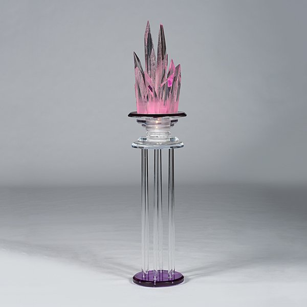 Mid-Century Modern Lucite Crystal Lamp : Mid-Century Modern Lucite Crystal Lamp A lucite floor lamp in two pieces in the manner of Van Teal. The top piece features frosted and shaved lucite resembling a cluster of crystal shards mounted on