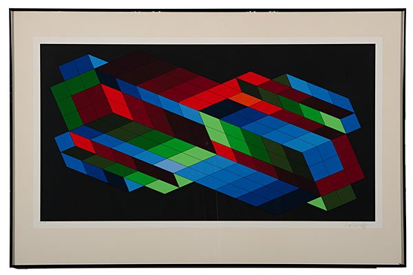 Serigraph by Victor Vasarely : Serigraph by Victor Vasarely Victor Vasarely (French, 1906-1997), 20th Century. Lithograph, signed Vasarely l.r., inscribed 50/250 l.l.; 26.5 x 40.75 in (Sight)