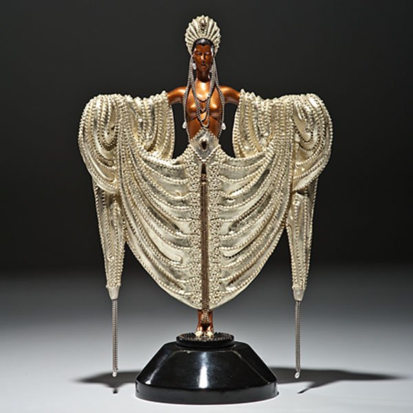 "Radiance" Bronze by Erté : "Radiance" Bronze by Erté Erté (French, 1892-1990). Female bronze figure, hand patinated with chemicals, stamped on the base © 1989 CHALK & VERMILION AND SEVENARTS / Erté's signature / 221/395
