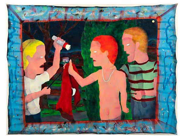 They Tried To Take My Red Dress From Me by Stan Si: They Tried To Take My Red Dress From Me by Stan Singleton Stan Singleton (American, 20th Century). Oil/acrylic on canvas, unsigned but dated 1981; 72 x 93 in.