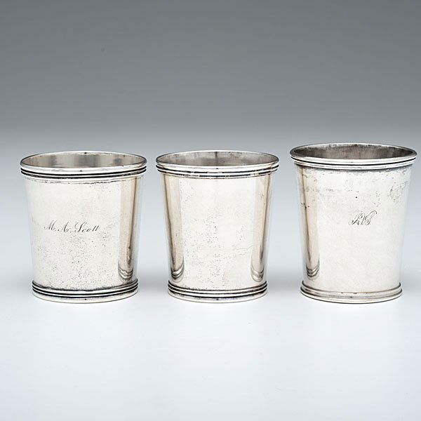 Cincinnati, Ohio, Coin Silver Beakers : Cincinnati, Ohio, Coin Silver Beakers American (Cincinnati, Ohio), 19th century. A group of three coin silver beakers, all with reeded lip and bottom edge, one struck Duhme & Co. (Cincinnati, 1800-1