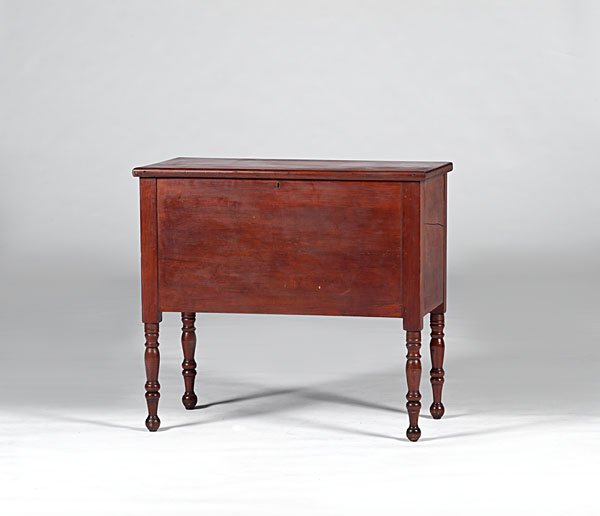Kentucky Sheraton Sugar Chest : Kentucky Sheraton Sugar Chest American, Kentucky, ca 1800-1815. A Kentucky Sheraton sugar chest of cherry with poplar secondary, having a lift lid with lock hardware, the interior divider removed, t